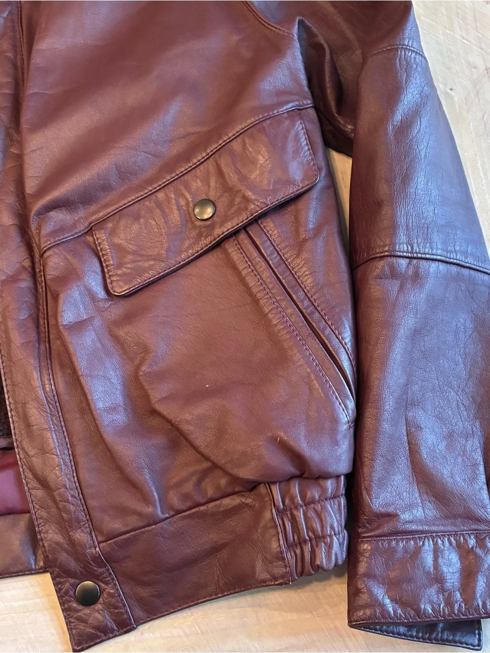 Fidelity Men's Burgundy Leather Bomber Jacket